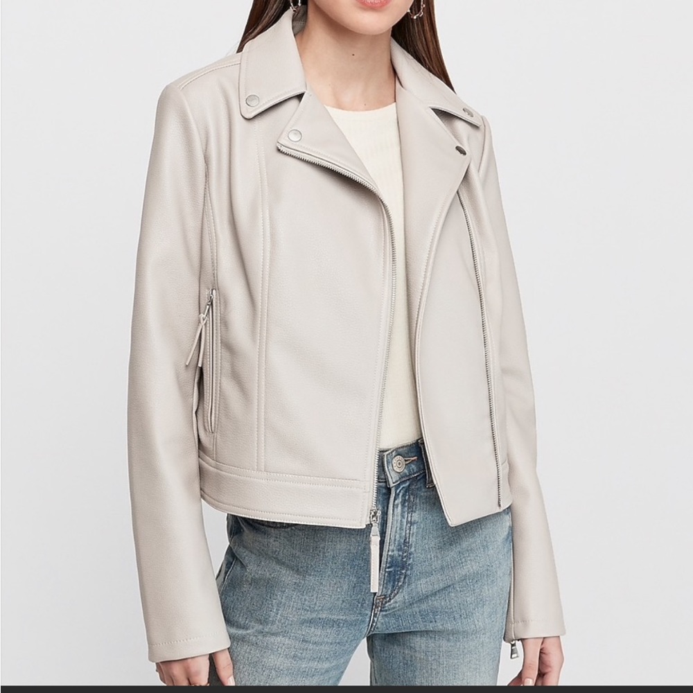 Express Vegan Leather Asymmetrical Zip Moro Jacket